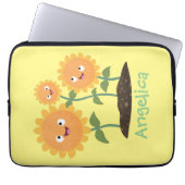 Niedliche glückliche Sonnenblumen lächelnd Cartoon Laptopschutzhülle (Vorderseite)