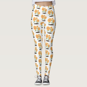 Niedliche glückliche Sonnenblumen lächelnd Cartoon Leggings
