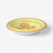 Niedliche glückliche Sonnenblumen lächelnd Cartoon Pappteller (Gewinkelt)