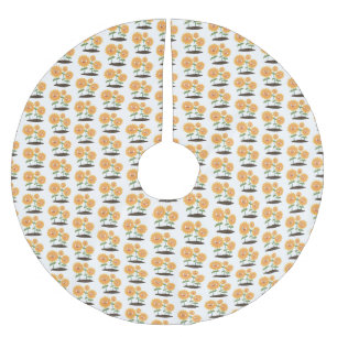 Niedliche glückliche Sonnenblumen lächelnd Cartoon Polyester Weihnachtsbaumdecke