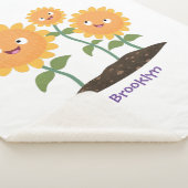Niedliche glückliche Sonnenblumen lächelnd Cartoon Sherpadecke (3/4)