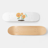 Niedliche glückliche Sonnenblumen lächelnd Cartoon Skateboard (Horizontal)