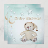 Niedliche glückliche Teddy-, Mond-u. Einladung (Vorne/Hinten)