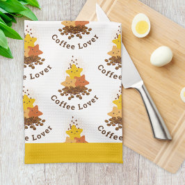 Niedliche glückliche Wasserfarbenstars und Kaffeeb Geschirrtuch