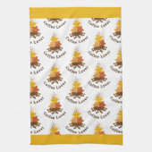 Niedliche glückliche Wasserfarbenstars und Kaffeeb Geschirrtuch (Vertikal)