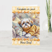 Niedliche Glückwunsch auf Ihrem neuen Hund Karte (Vorderseite)
