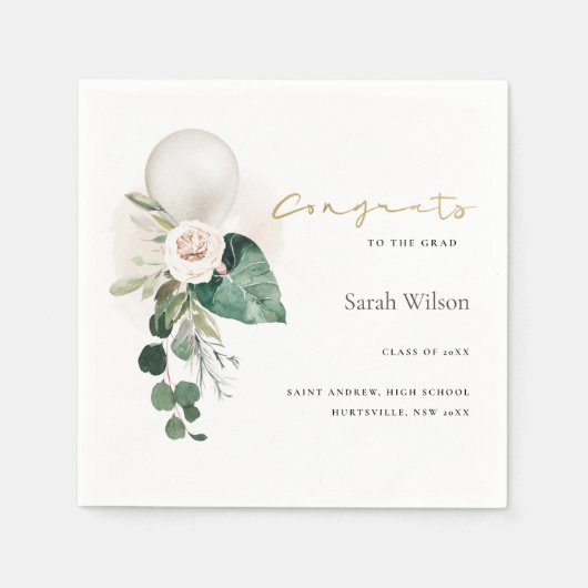 NIEDLICHE GLÜCKWUNSCH DER  SCHIEBWEISSEN BALLOONFL SERVIETTE (Vorderseite)