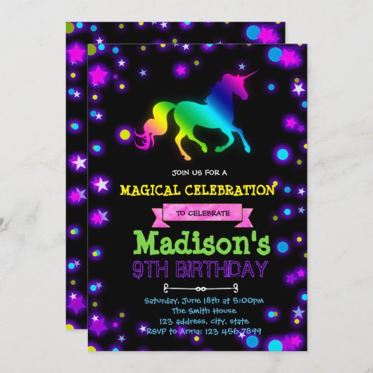 Niedliche Glühen Einladung (Vorne/Hinten)