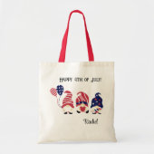 Niedliche Gnome, 4. Juli, Name, Custom Tote Bag Tragetasche (Vorne)