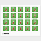 Niedliche Gnome Candy Canes in Red Strumpf Wirbel Quadratischer Aufkleber (Blatt)