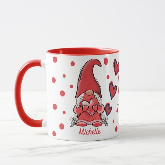 Niedliche Gnome Couple Name Valentine Tasse (Links)