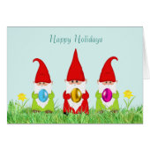 Niedliche Gnome, die Ostereier halten (Vorderseite (Horizontal))