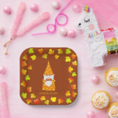 Niedliche Gnome & farbenfrohe Herbstlaub Pappteller (Party)