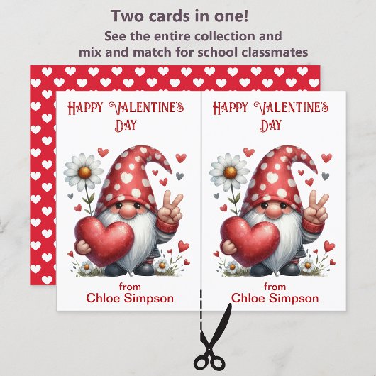 Niedliche Gnome Kid's Valentine Party-Klassenzimme Postkarte