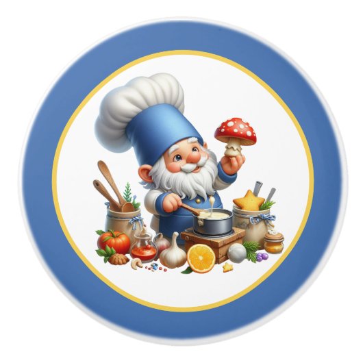 Niedliche Gnome-Koch Keramikknauf (Vorderseite)