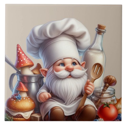Niedliche Gnome-Koch-Liebhaber Fliese (Vorderseite)