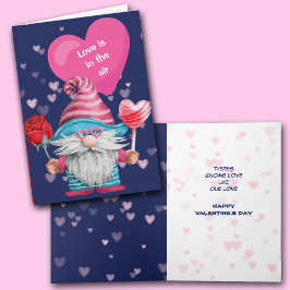 Niedliche Gnome-Liebe in der Air Valentine Card Feiertagskarte