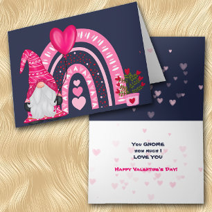 Niedliche Gnome Rainbow Valentine Card Feiertagskarte