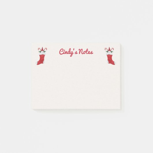 Niedliche Gnome tragen in Weihnachten im Strumpf R Post-it Klebezettel (Vorderseite)