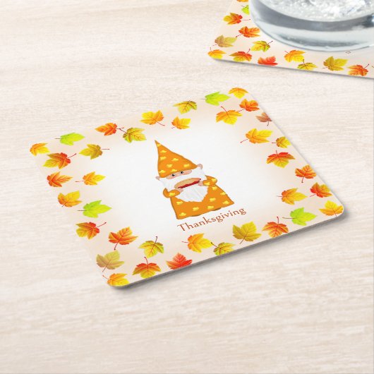 Niedliche Gnome und farbige Herbstlaube Rechteckiger Pappuntersetzer (angewinkelt)