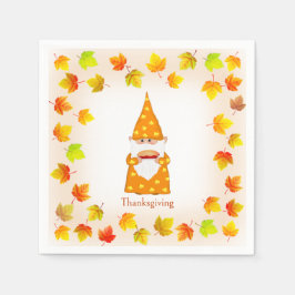 Niedliche Gnome und farbige Herbstlaube Serviette