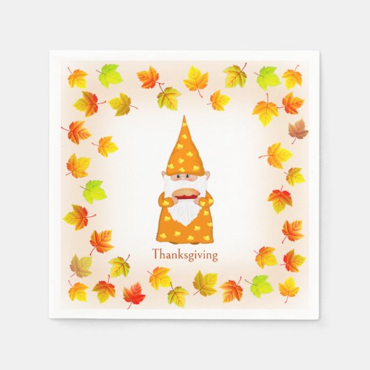 Niedliche Gnome und farbige Herbstlaube Serviette (Vorderseite)