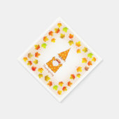 Niedliche Gnome und farbige Herbstlaube Serviette (Ecke)
