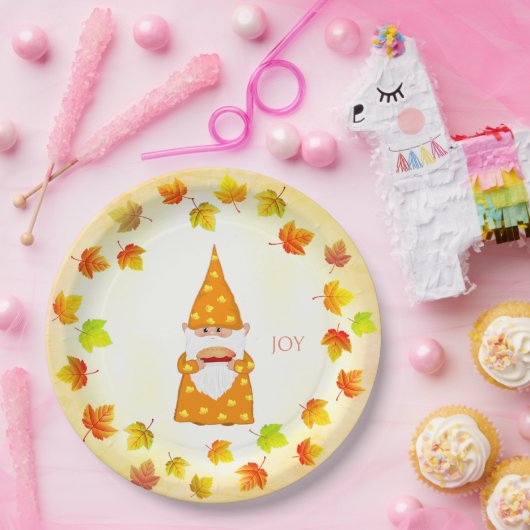 Niedliche Gnome- und FerienHerbstlaube Pappteller (Party)