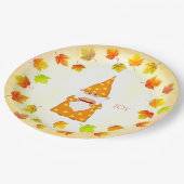 Niedliche Gnome- und FerienHerbstlaube Pappteller (Schrägansicht)