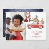 Niedliche Gnome und Santa | Fotokarte für den Urla (Vorne/Hinten)