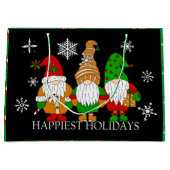 Niedliche Gnome und Schneeflocken Weihnachtsfeiert Große Geschenktüte (Vorderseite)