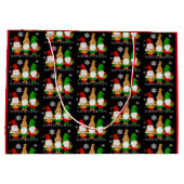 Niedliche Gnome und Schneeflocken Weihnachtsfeiert Große Geschenktüte (Rückseite)