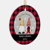 Niedliche Gnome Unser erstes Weihnachtsbüffel Kari Keramik Ornament (Rechts)