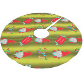 Niedliche Gnome, Weihnachten in Chartreuse Polyester Weihnachtsbaumdecke (Schrägansicht)