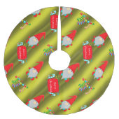 Niedliche Gnome, Weihnachten in Chartreuse Polyester Weihnachtsbaumdecke (Vorderseite)