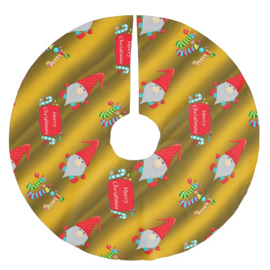 Niedliche Gnome, Weihnachten Polyester Weihnachtsbaumdecke (Vorderseite)