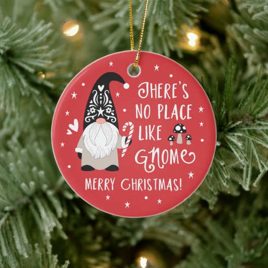 Niedliche Gnome Weihnachtsfeier Keramik Ornament (Baum)