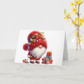 Niedliche Gnome Weihnachtskarte Karte (Gelbe Blume)