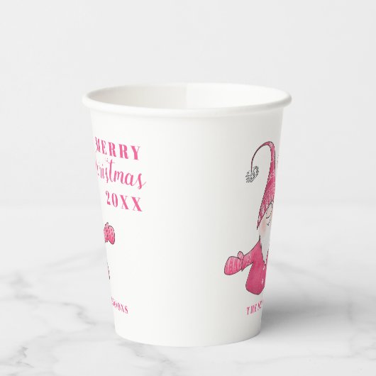 Niedliche Gnome Weiß und Rosa Weihnachten Pappbecher (Links)