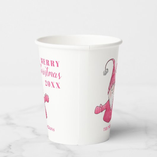 Niedliche Gnome Weiß und Rosa Weihnachten Pappbecher (Rechts)