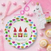 Niedliche Gnomen und mehrfarbige Ostereier Pappteller (Party)