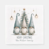 Niedliche Gnomen zu Weihnachten, Personalisiert Serviette (Vorderseite)