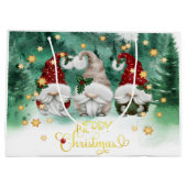 Niedliche Gnomes Forest Stars Frohe Weihnachten Große Geschenktüte (Rückseite)