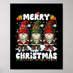 Niedliche Gnomes Frohe Weihnachts-Lichtmatching-Fa Poster
