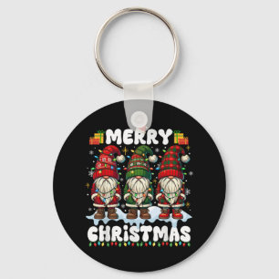 Niedliche Gnomes Frohe Weihnachts-Lichtmatching-Fa Schlüsselanhänger