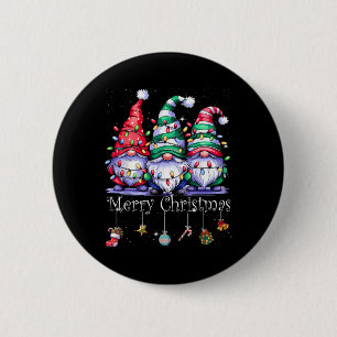 Niedliche Gnomes Frohe Weihnachtsfamilie Gnome Xma Button