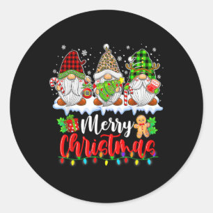 Niedliche Gnomes Frohe Weihnachtsfamilie Gnome Xma Runder Aufkleber