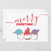 Niedliche Gnomes Frohe Weihnachtskalligrafie-Scrip Feiertagskarte (Vorne/Hinten)