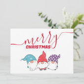 Niedliche Gnomes Frohe Weihnachtskalligrafie-Scrip Feiertagskarte (Stehend Vorderseite)