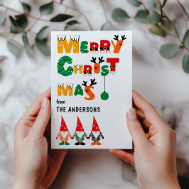 Niedliche Gnomes Fun Whimsical Schriftart Frohe We Feiertagskarte